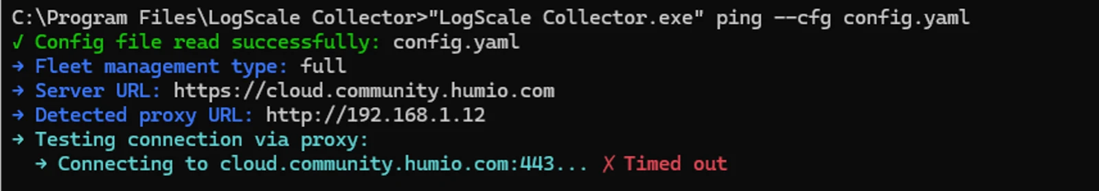 debug ping error