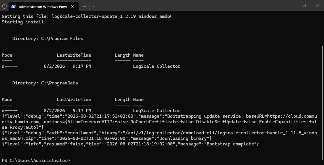 PowerShell installation command