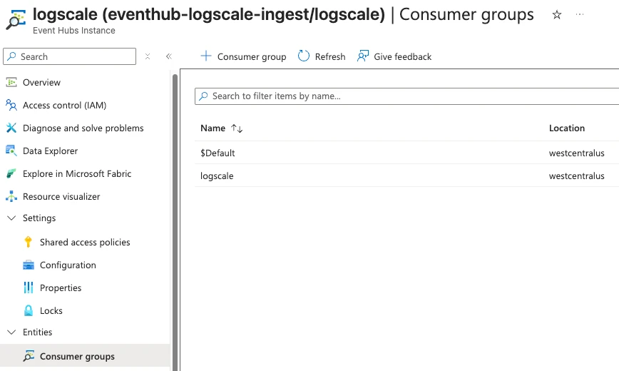 azure event hub consumer groups