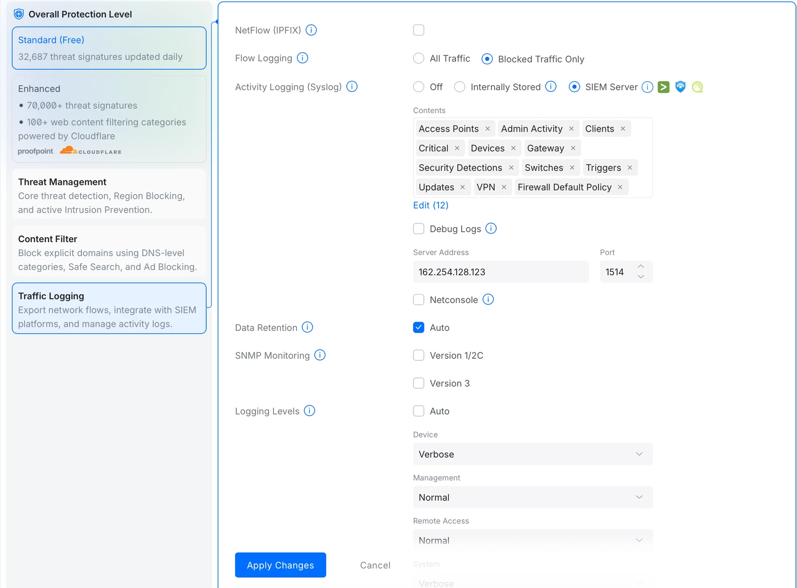 UniFi Traffic Logging to SYSLOG