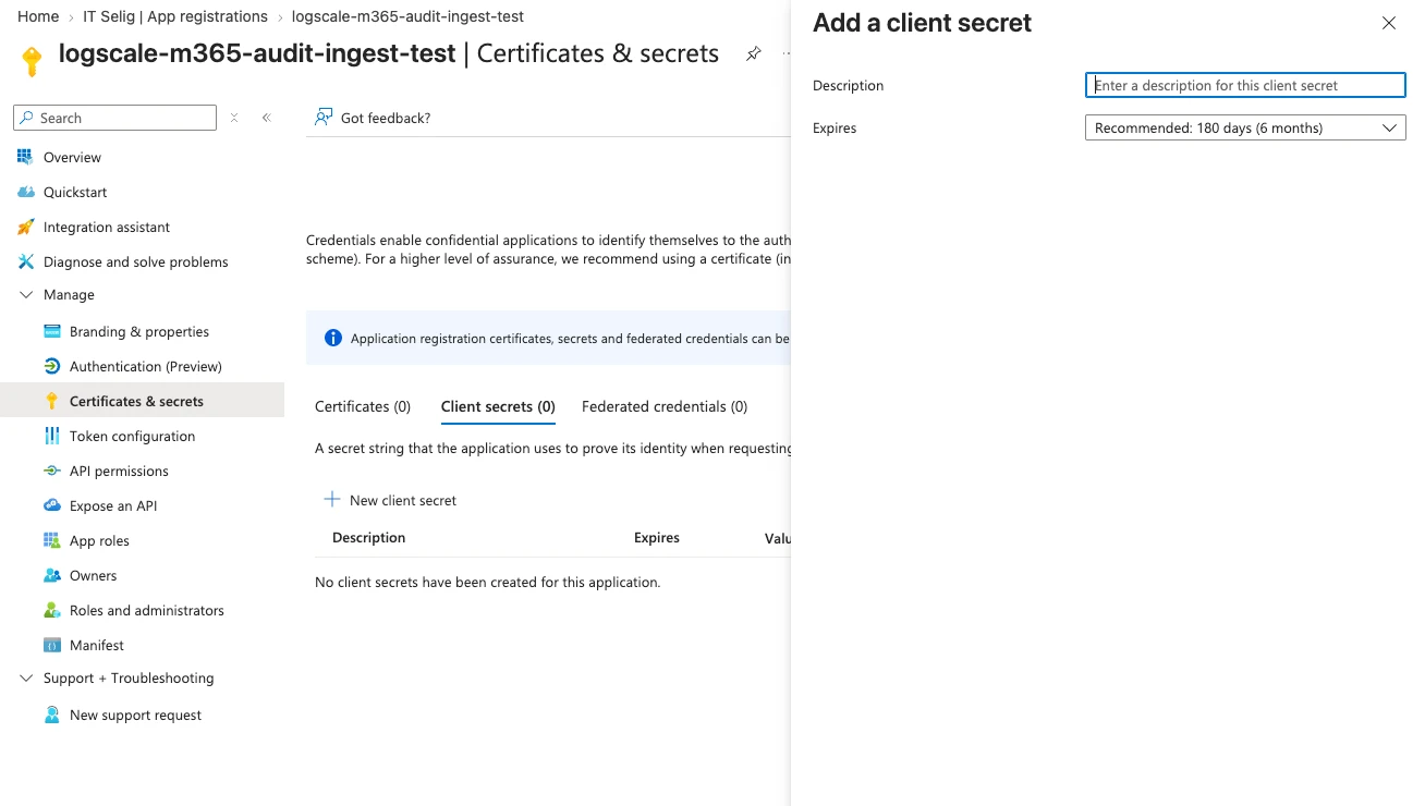 entra client secret create