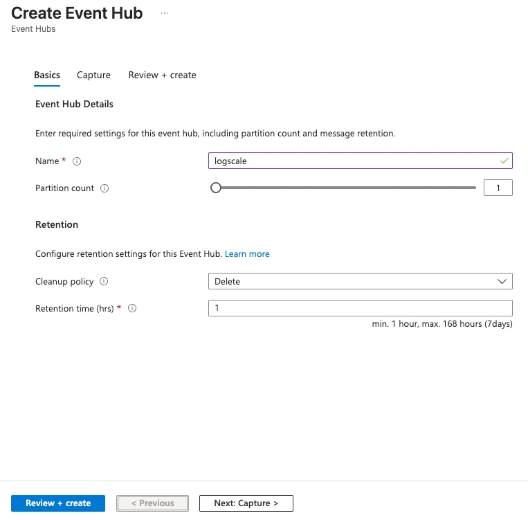 azure event hub create
