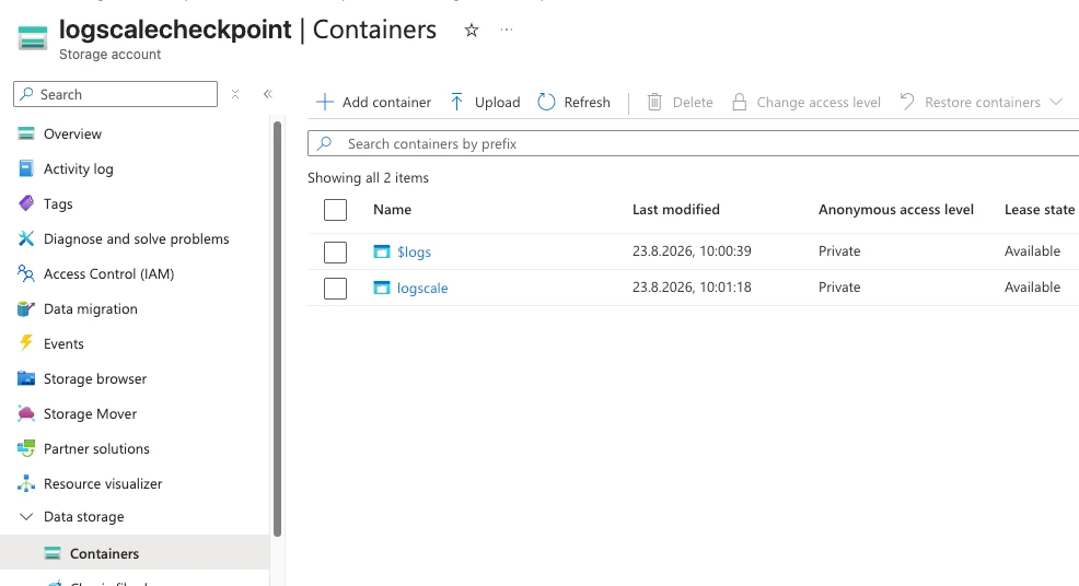 azure storage containers