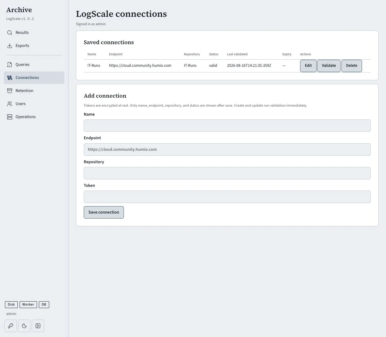 validated connection